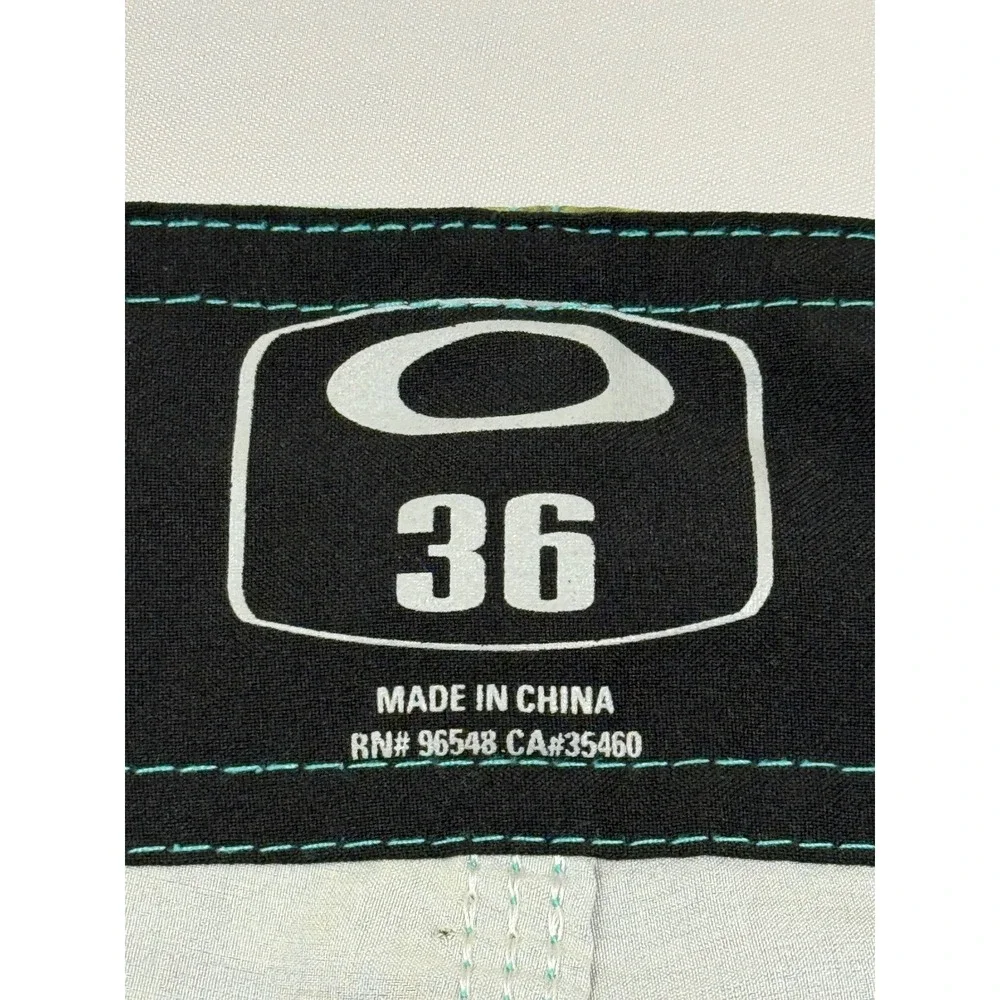 Oakley Men's Striped Board Shorts Black Teal Neon Yellow‎ Size 36